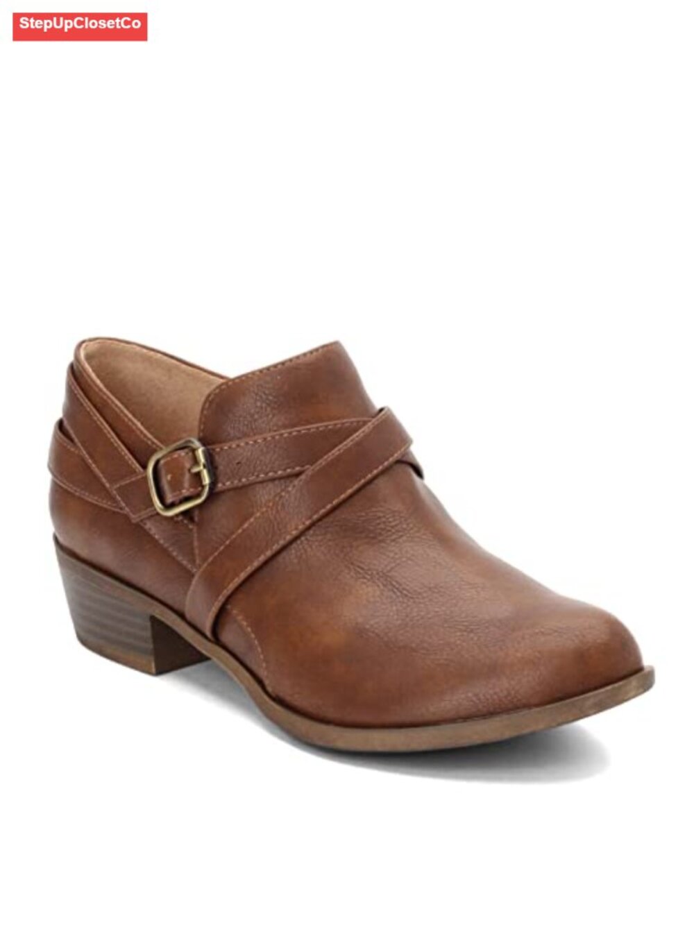 LifeStride Adley Faux Leather Ankle Bootie Block Heel Zip